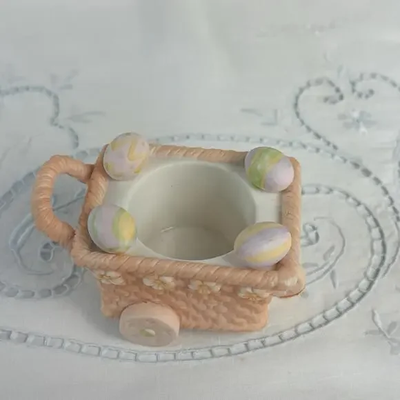 PartyLite Wagon Only Bertie & Bea Easter Bunny Rabbit Candle Holder P7329 In Box - Picture 3 of 13